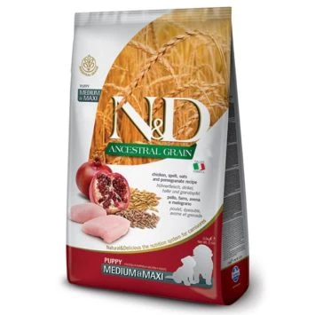 Корм сухий для цуценят середніх і великих порід Farmina N&D Low Grain Chicken & Pomegranate Puppy Medium & Maxi з куркою та гранатом, 2.5 кг (156377)