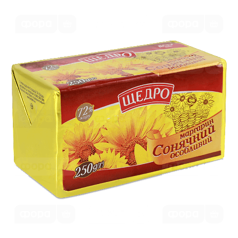 Маргарин «Щедро» «Сонячний» особливий 72%