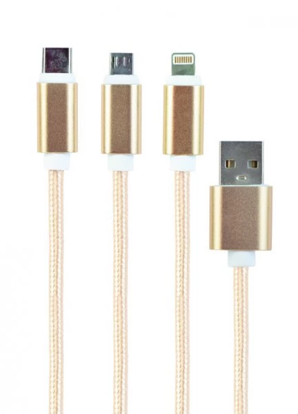 Зарядний кабель USB 3-в-1 Cablexpert CC-USB2-AM31-1M-G, AM-тато/Lightning/Micro/Type-C, 1.0 м.