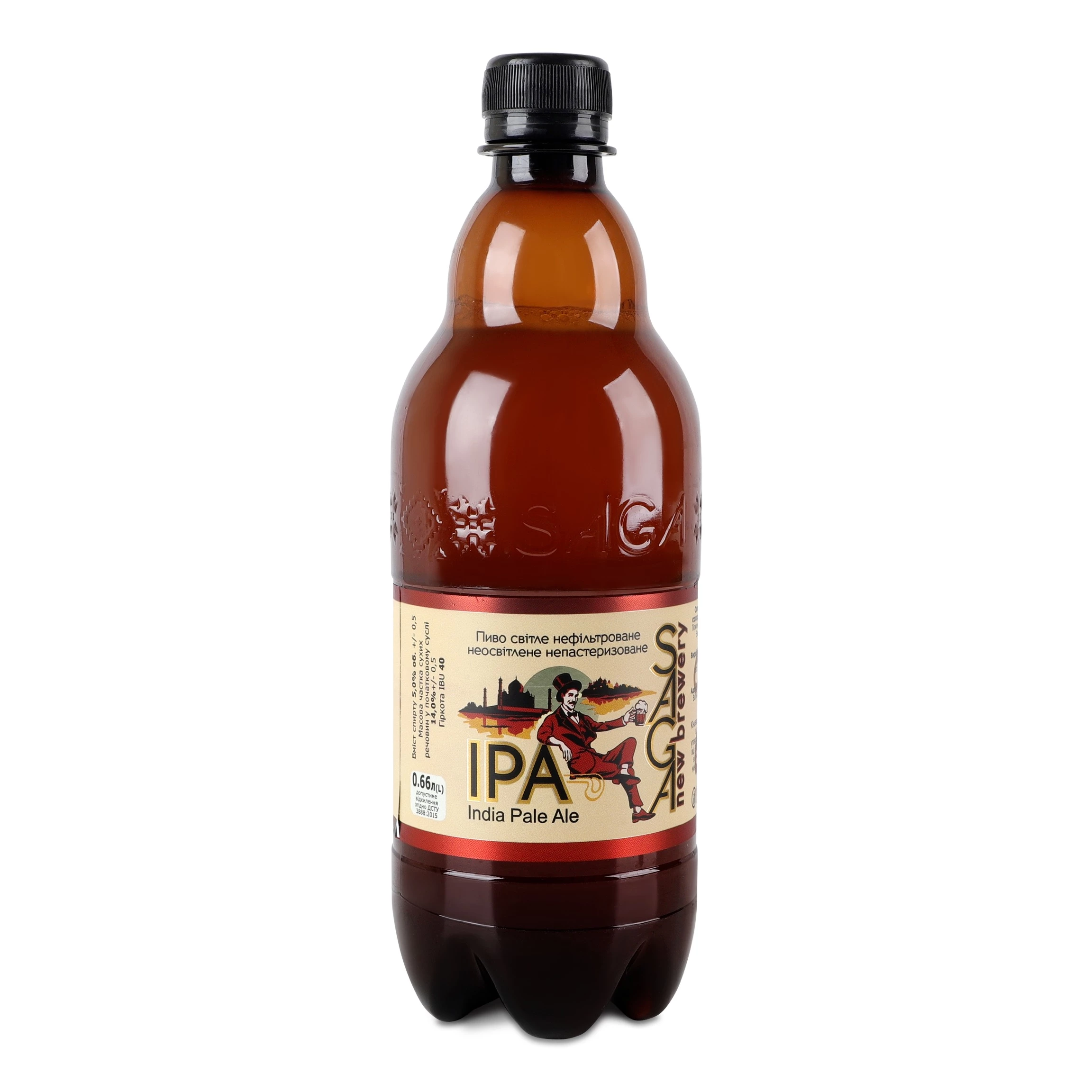 Пиво Saga Ipa світле нефільтроване неосвітлене непастеризоване 5% 0.66 л (4820195891162)