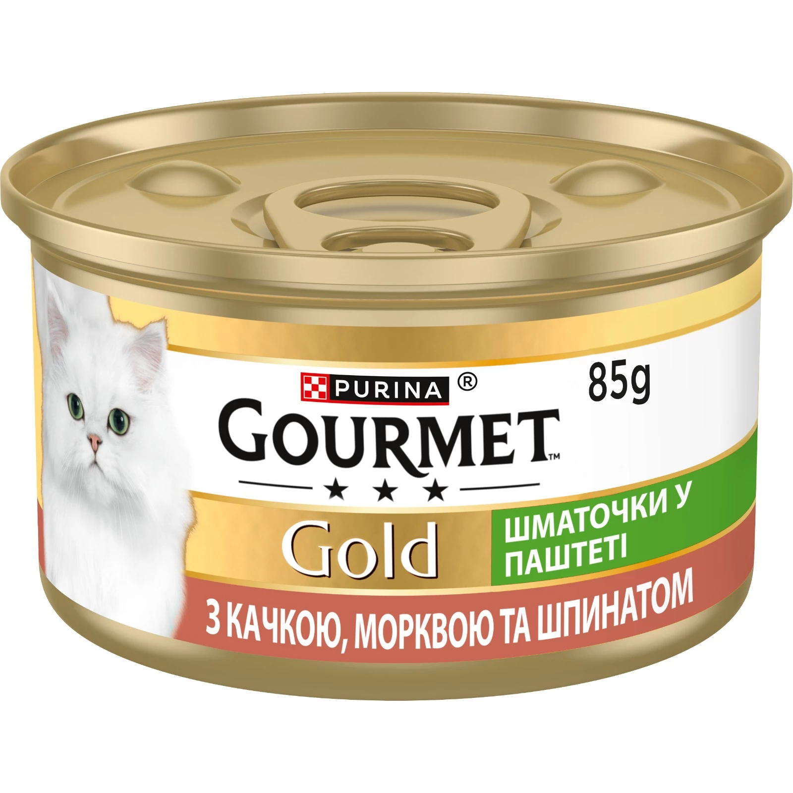 Корм вологий Purina Gourmet Gold з качкою, морквою і шпинатом, шматочки в паштет, 85 г (7613033728778)