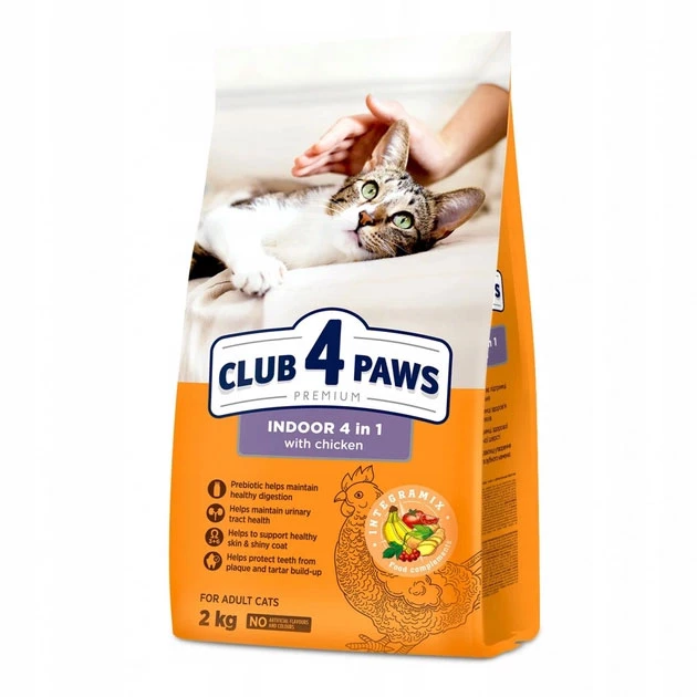 Корм сухий для котів Club 4 Paws Indoor 4in1 Преміум що живуть у приміщенні 2 кг (4820215368780)