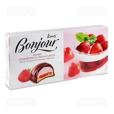 Десерт Konti Bonjour зі смаком полуниці з вершками