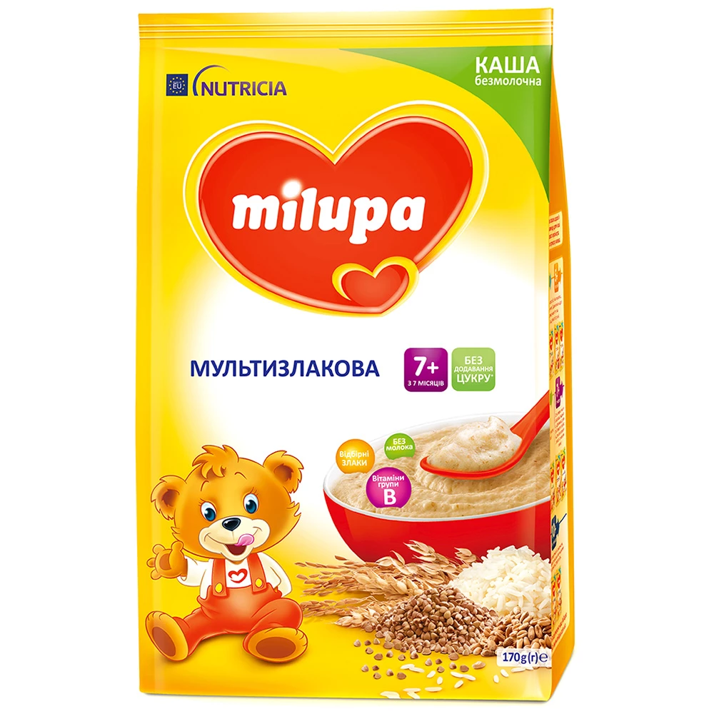 Каша Milupa Безмолочна Мультизлакова, для дітей від 7-ми місяців, 170 г
