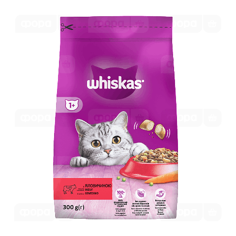 Корм Whiskas з яловичиною для дорослих котів
