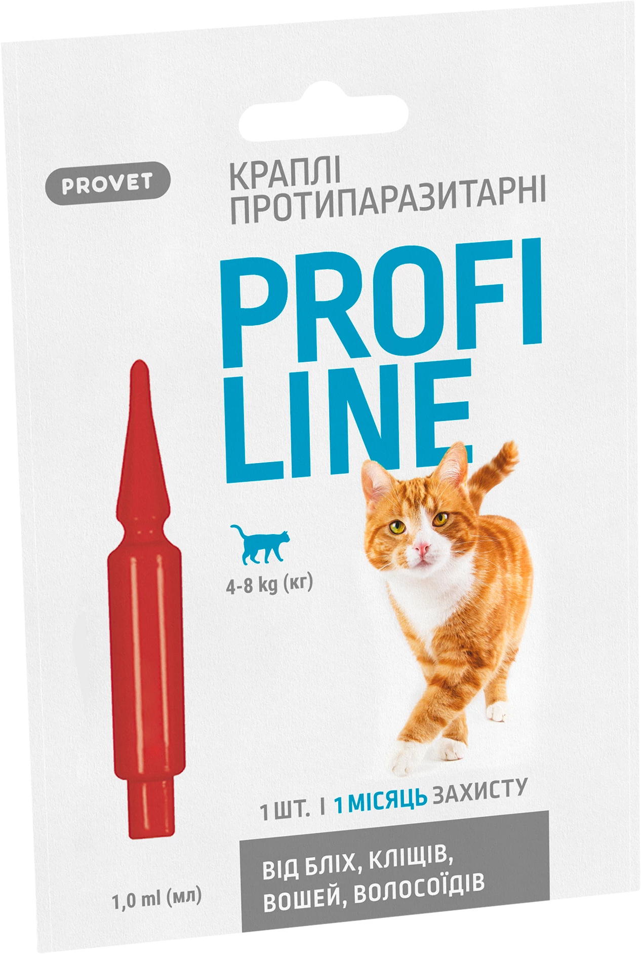 Краплі для котів ProVET Profiline інсектоакарицид 4-8 кг 1 піпетка 1.0 мл (4823082431120)