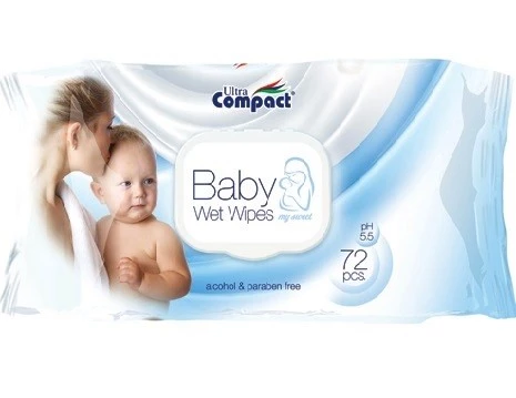 Дитячі вологі серветки Ultra Compact з клапаном, 72 шт.