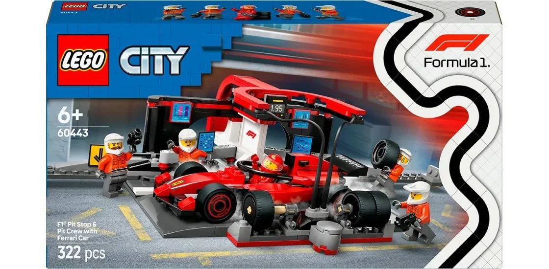 Конструктор LEGO City Піт-стоп і піт-екіпаж F1 з болідом Ferrari 322 деталі (60443)
