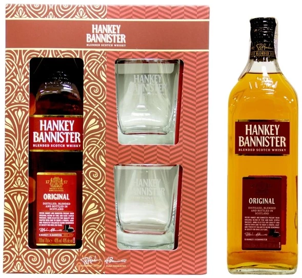 Віскі Hankey Bannister 0.7 л 40% + 2 брендовані склянки в коробці