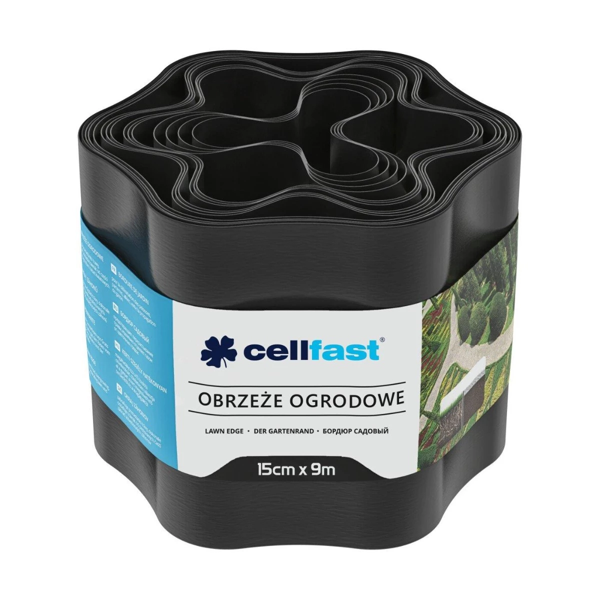 Стрічка газонна Cellfast, бордюрна, хвиляста, 15см x 9м, чорна