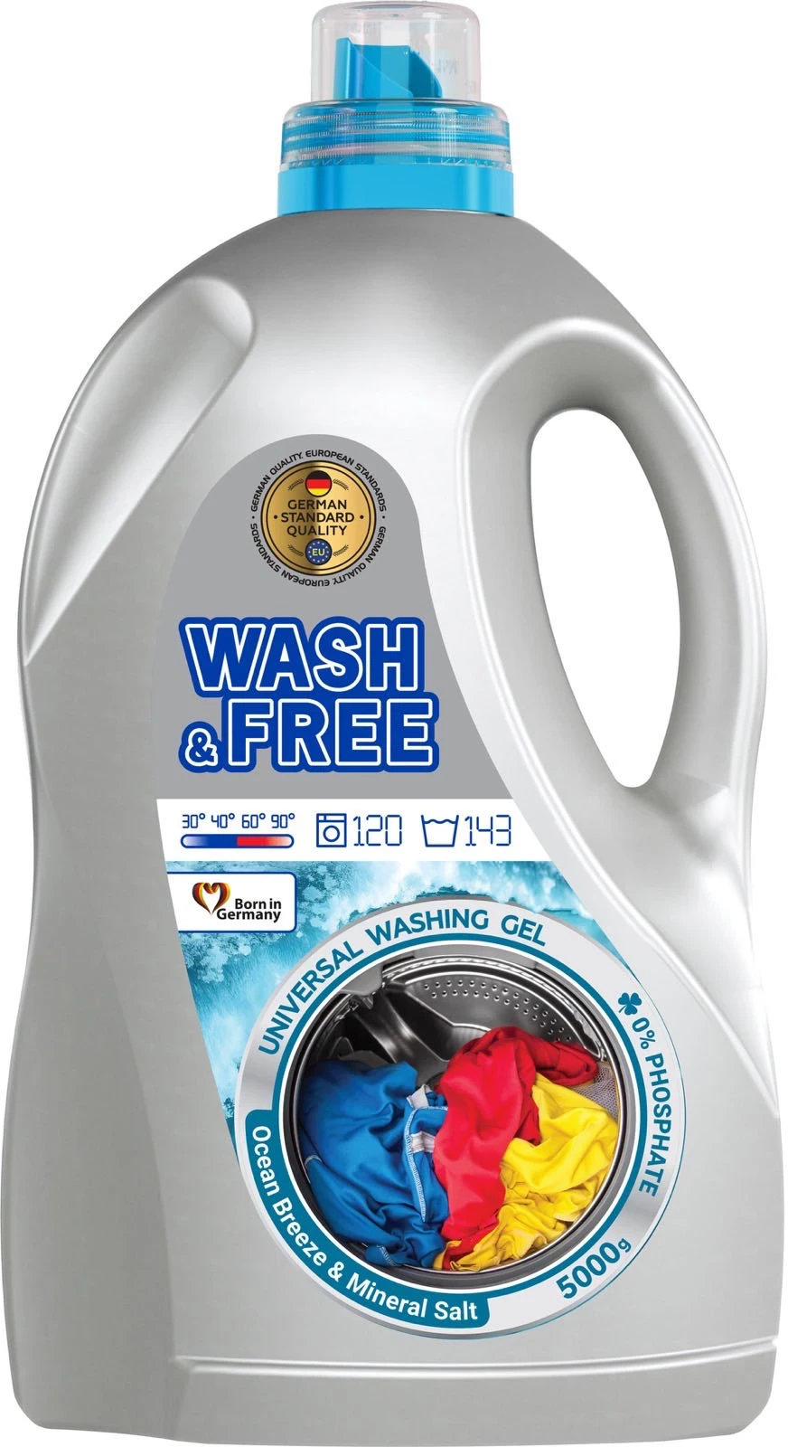 Гель для прання Wash&Free Універсальний Морська свіжість 5 кг (4823128005216)