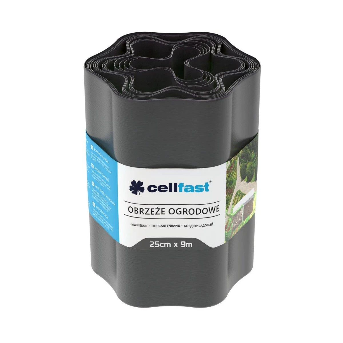 Стрічка газонна Cellfast, бордюрна, хвиляста, 25см x 9м, графіт