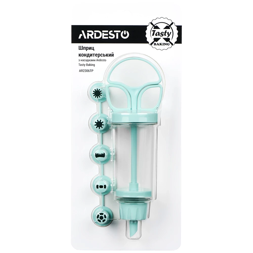 Шприц кондитерський з насадками Ardesto Tasty baking, колір блакитний тіффані [AR2306TP]