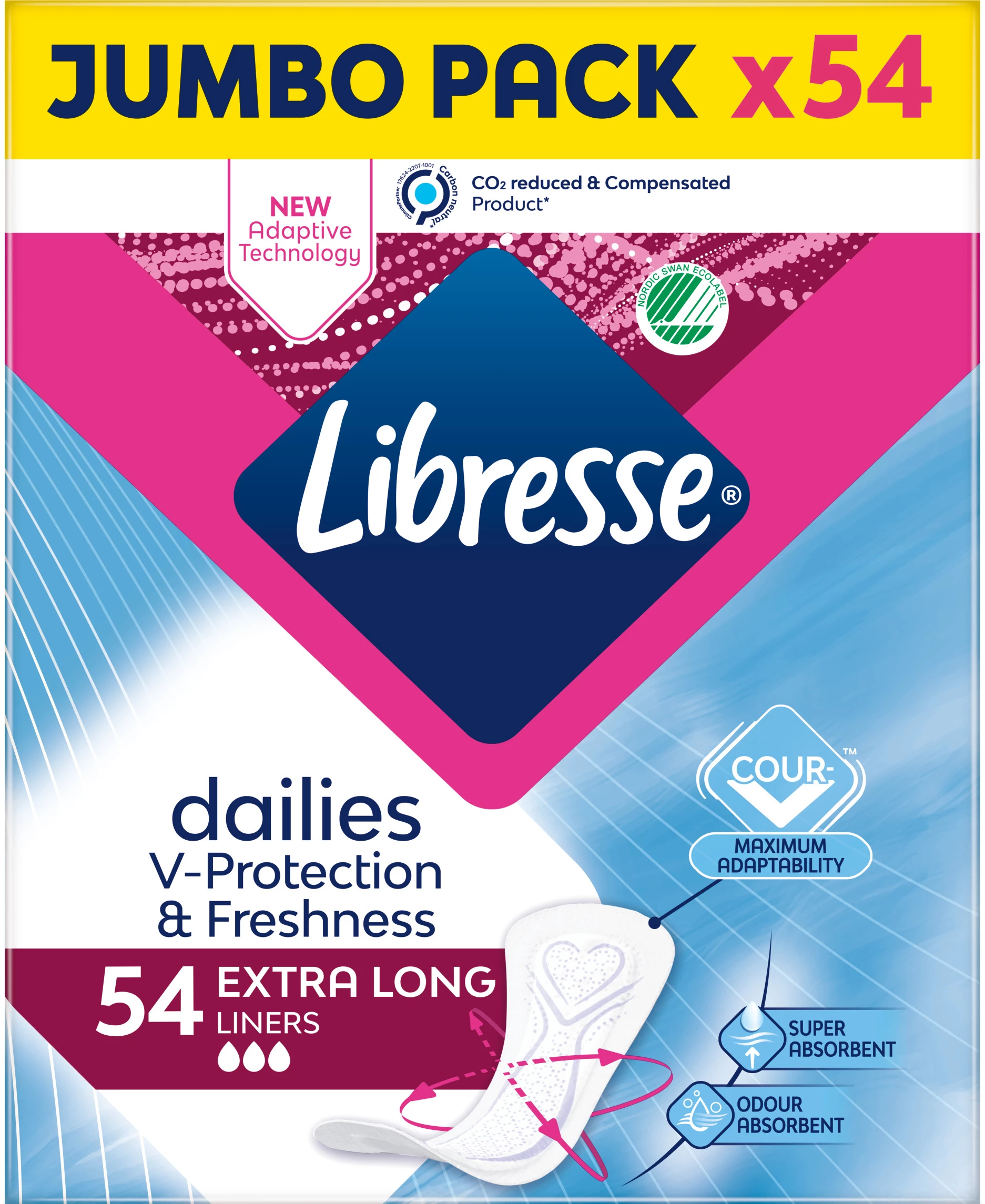 Прокладки гігієнічні щоденні Libresse Dailies Extra Long подовжені 3 краплі 54 шт (7322541471853)