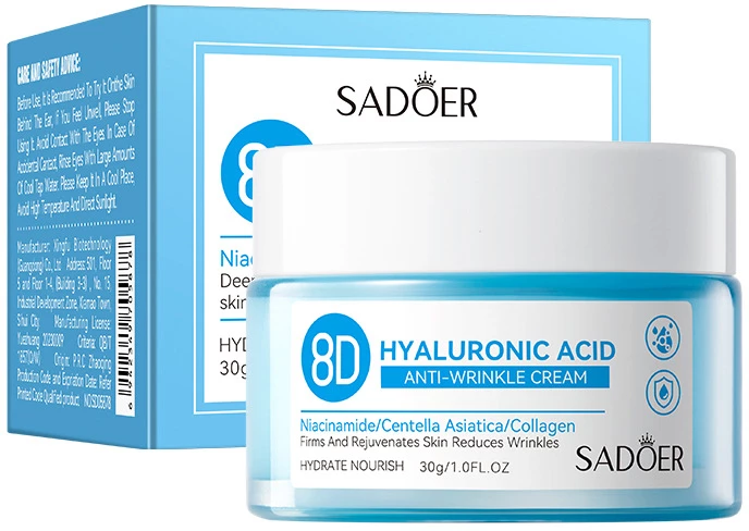 Крем для обличчя Sadoer 8D Hyaluronic Acid Face Cream з гіалуроновою кислотою 30 г (NO.SD05878)