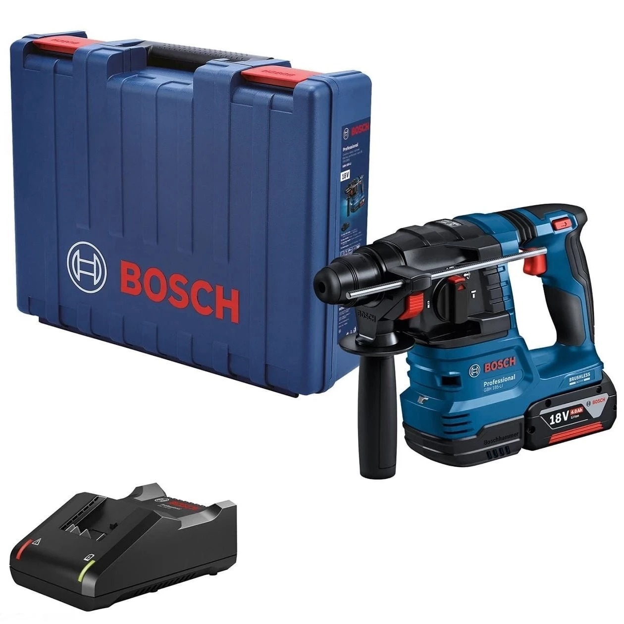 Перфоратор Bosch GBH 185-LI, акумуляторний, 18В, SDS-Plus, 1.9Дж, безщітковий, 1х4.0Ah