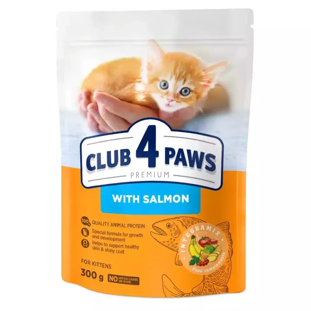Корм сухий для кошенят Club 4 Paws Premium з лососем 300 г (4820269144743)
