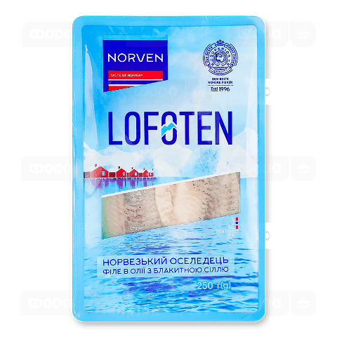 Оселедець Norven з блакитною сіллю в олії