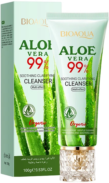 Зволожувальна пінка для обличчя Bioaqua Aloe Vera Cleanser 99% Hydrating Soothing з алое вера 100 г (NO.BQY14726)