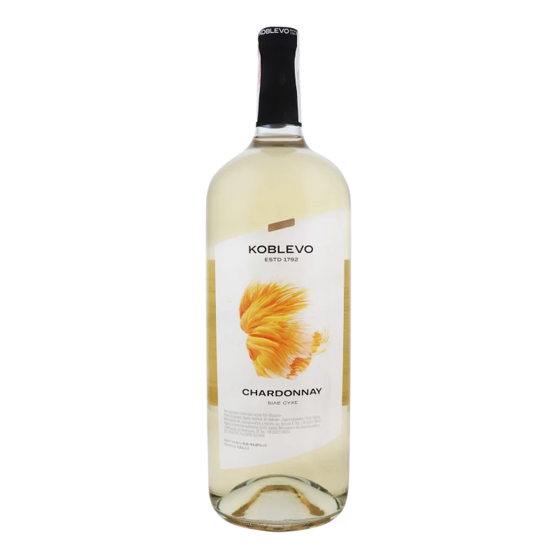 Вино біле Koblevo Chardonnay сухе, 13%, 1,5 л