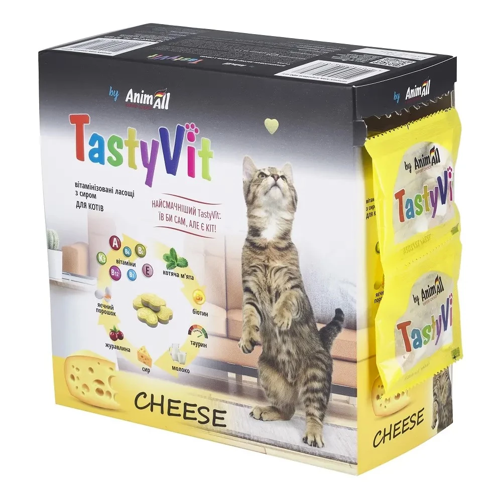 Ласощі для котів AnimAll TastyVit з сиром 600 шт (183840)