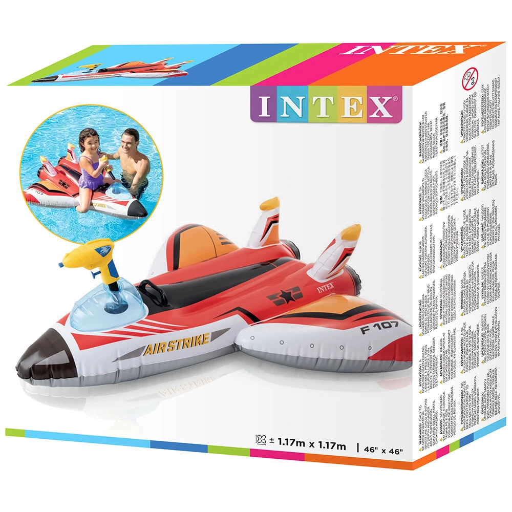Пліт надувний Intex Літак з розбризкувачем, вініл, 117х117 см в асортименті (6941057420202)