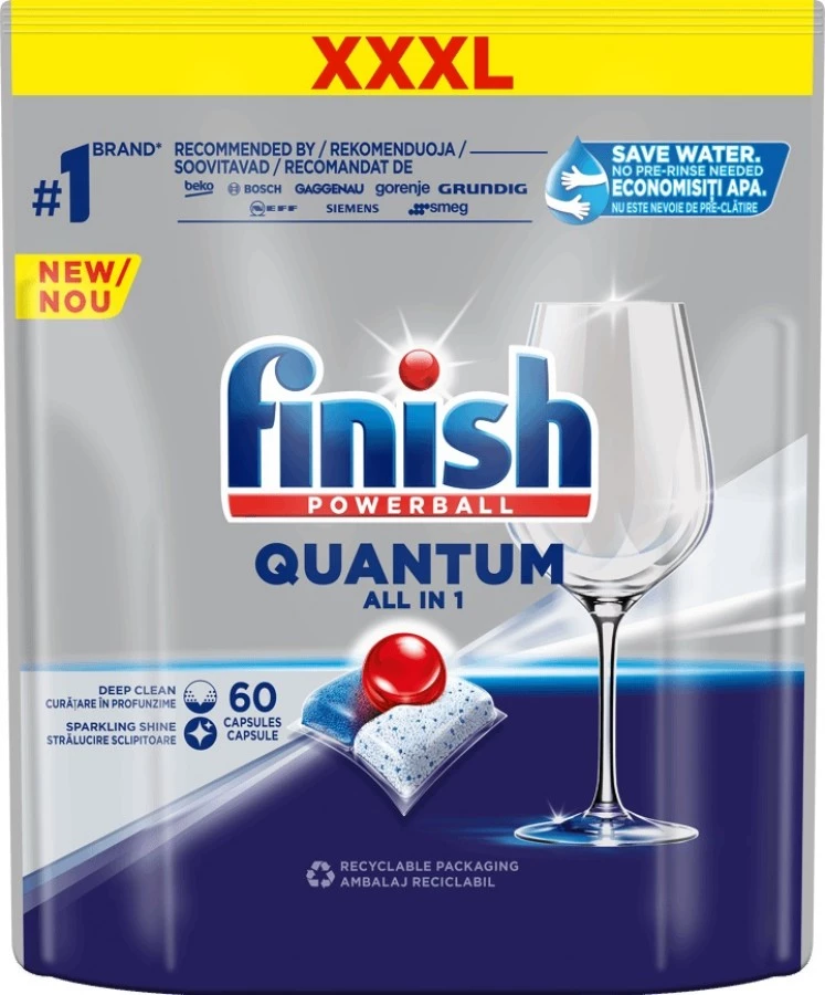 Таблетки для посудомийної машини Finish Quantum All in 1, 60 шт.