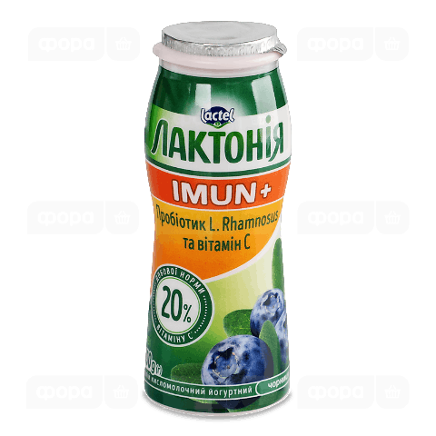 Напій кисломолочний йогуртний «Лактонія» Imun+ чорниця 1,5%