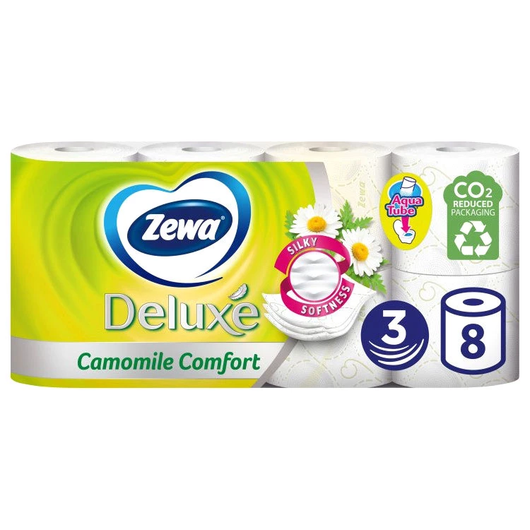 Туалетний папір Zewa Deluxe з ароматом ромашки 3 шари, 8 рулонів