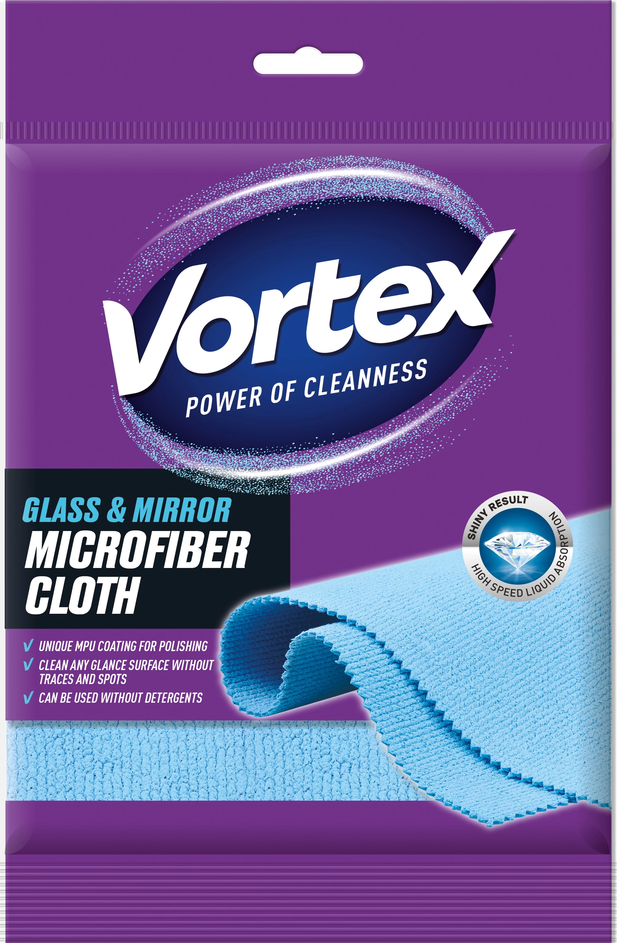 Серветка з мікрофібри Vortex для скла і дзеркал 1 шт (4820048488167)