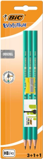 Олівці Bic Evolution чорнографітні пластикові з точилкою та гумкою (3086123449329)