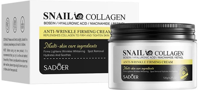 Крем для обличчя Sadoer Snail Collagen Anti-Wrinkle Firming Cream з муцином равлика та колагеном проти зморшок 120 г (NO.SD09685)