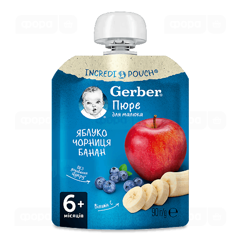 Пюре Gerber яблуко, чорниця, банан