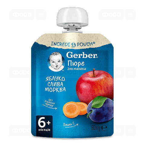 Пюре Gerber яблуко-слива-морква