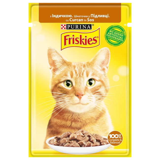 Корм вологий для дорослих котів Friskies Шматочки в підливі з індичкою, 85 г (7613036965248)