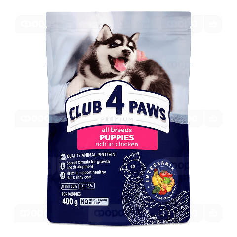 Корм для цуценят Club 4 Paws з високим вмістом курки сухий