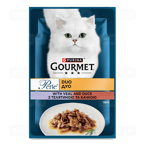 Корм для котів Gourmet Perle Duo з телятиною та качкою