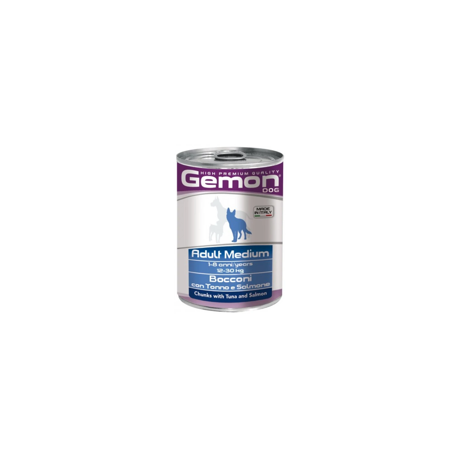 Консерви для собак Gemon Dog Wet Medium Adult шматочки з тунцем та лососем, 415 г (8009470387880)