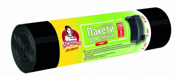 Пакети для сміття Помічниця 240 л 5 шт LDPE 100х120 см чорні