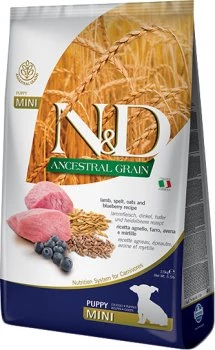 Корм сухий для цуценят малих порід Farmina N&D Low Grain Puppy Mini низькозерновий з ягням та чорницею, 2.5 кг (156378)