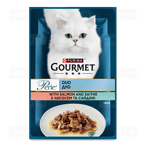 Корм для котів Gourmet Perle Duo з лососем та сайдою