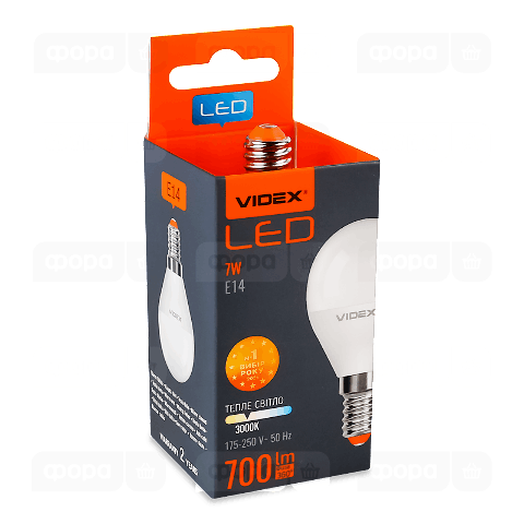 Лампа Videx LED G45e 7W 3000K E14