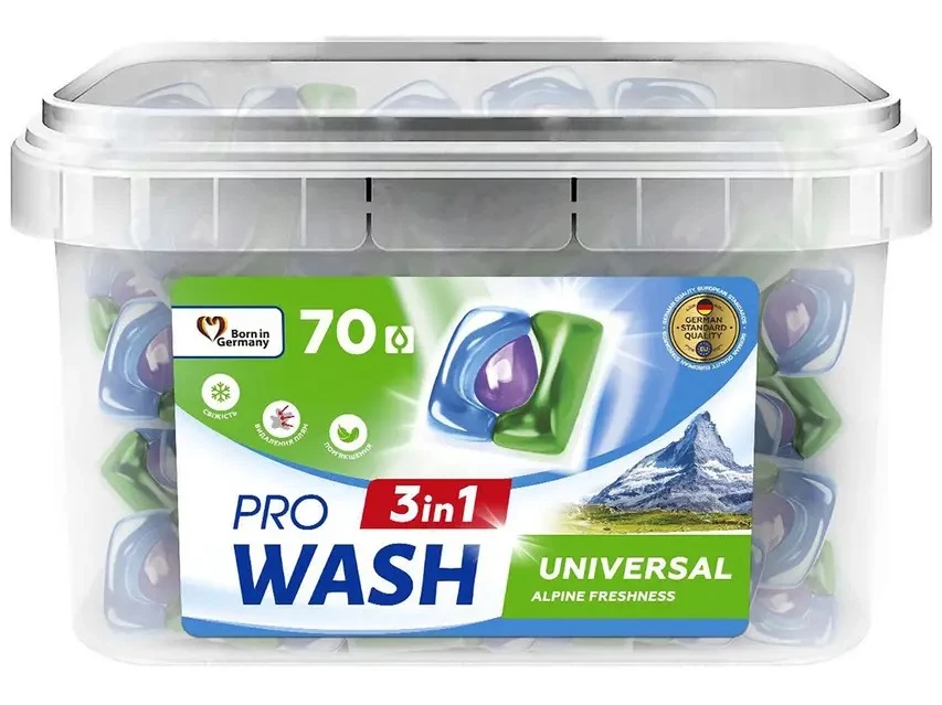 Капсули для прання Pro Wash Universal Альпійська свіжість 70 шт (4823128004974)