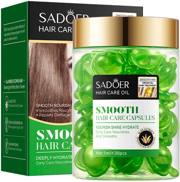 Поживні капсули для волосся Sadoer Argan Oil Aloe Smooth Hair Care Capsules з аргановою олією та алое вера 1 мл х 30 шт (NO.SD01185)