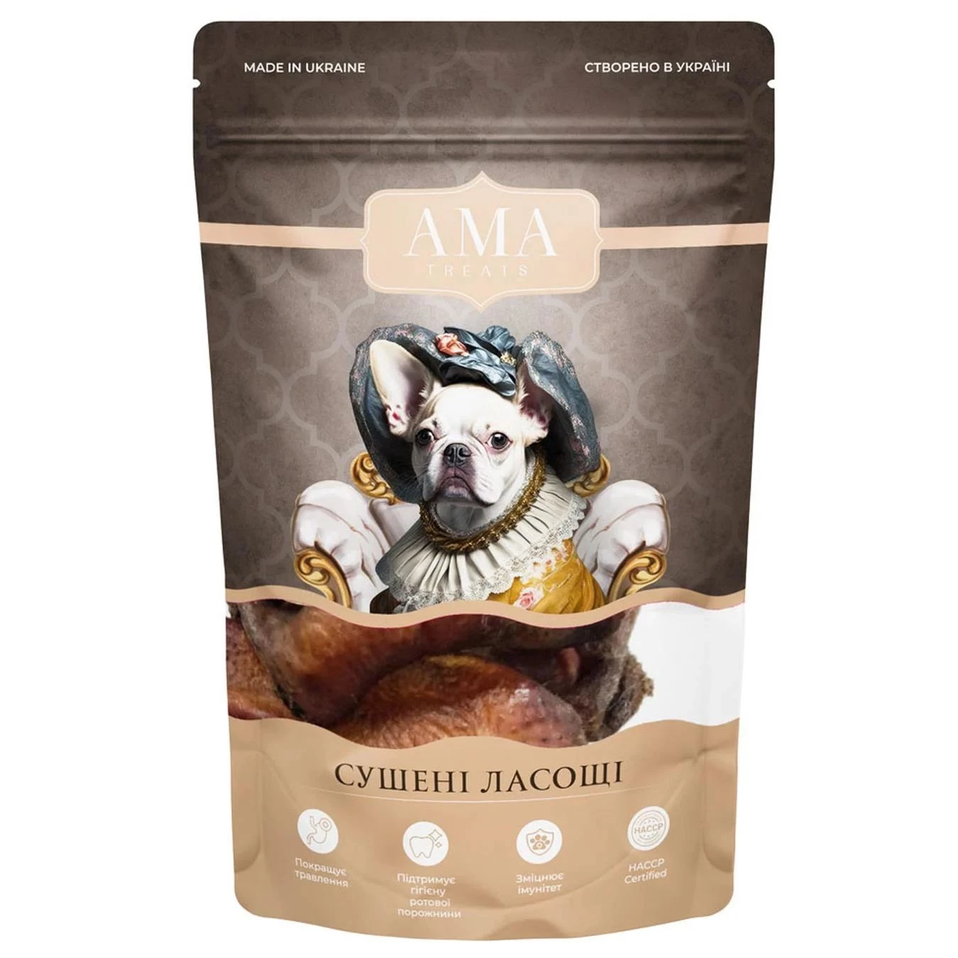 Ласощі для собак AMA Treats Легені яловичі 50 г (4820241161225)
