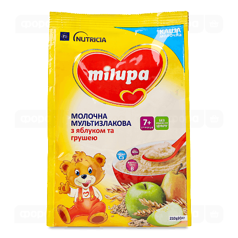Каша мультизлакова Milupa молочна з яблуком та грушею