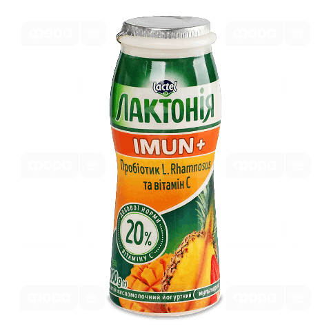 Напій кисломолочний йогуртний «Лактонія» Imun+ мультифрукт та вітамін С 1,5%