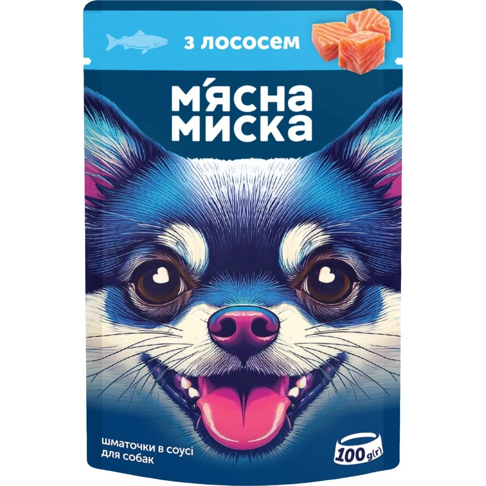 Корм вологий для собак М'ясна Миска з лососем 100 г (4820255194790)
