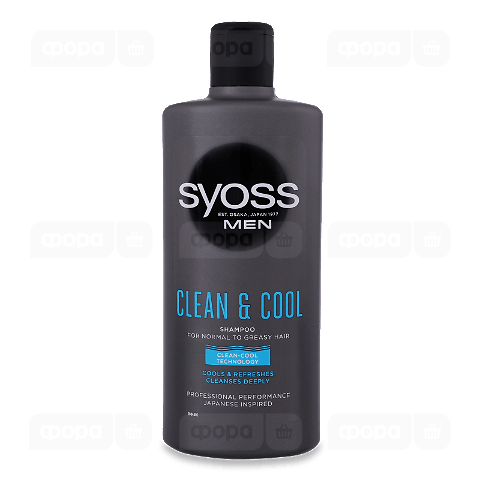 Шампунь Syoss Men Clean&Cool для нормального і жирного волосся
