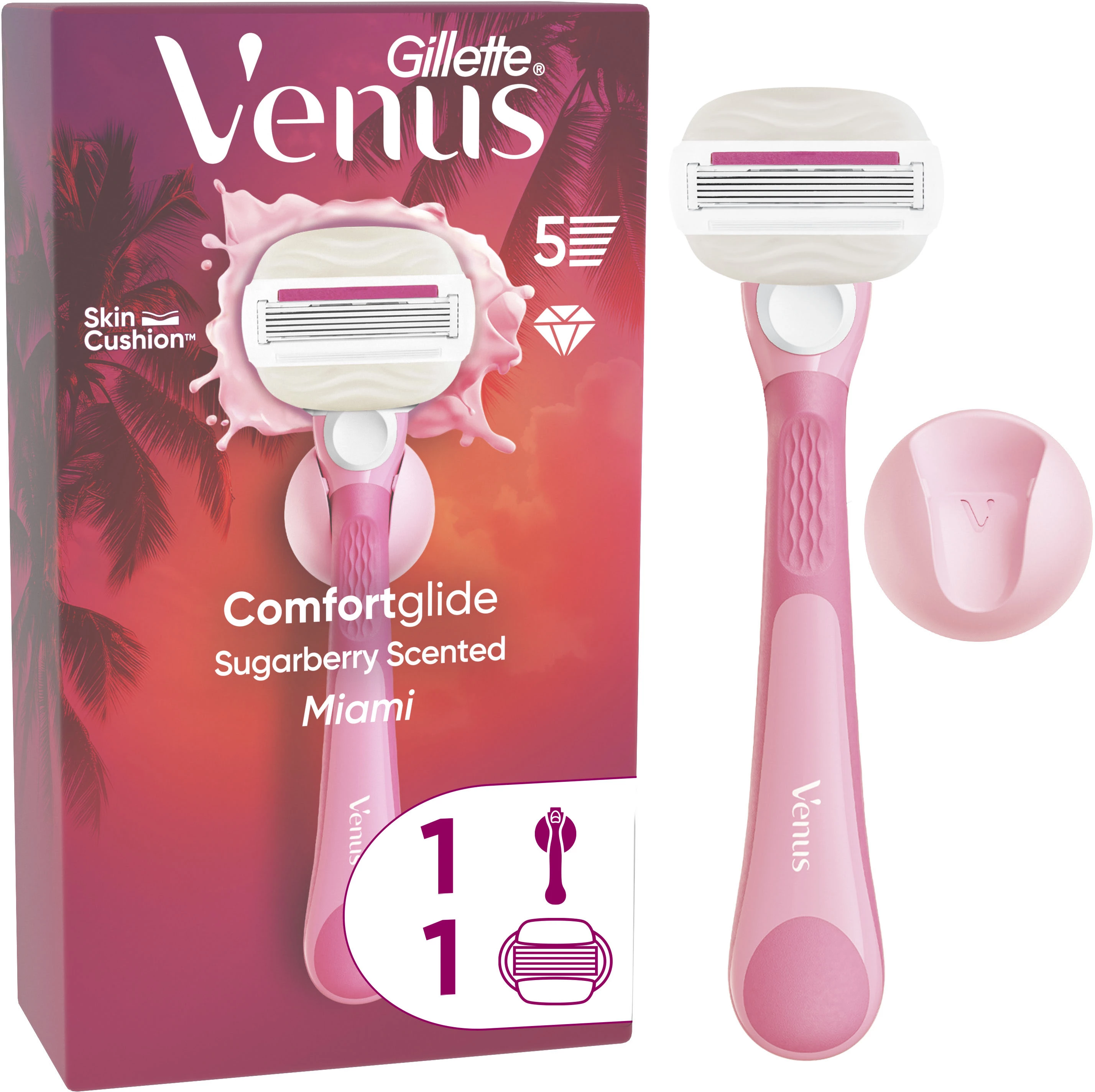 Станок для гоління жіночий (бритва) Venus Comfortglide Miami Sugarberry з 1 змінним картриджем (8700216674195)